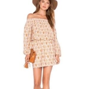 Sanctuary Elle off-the-shoulder boho peasant mini dress Orange Size Small